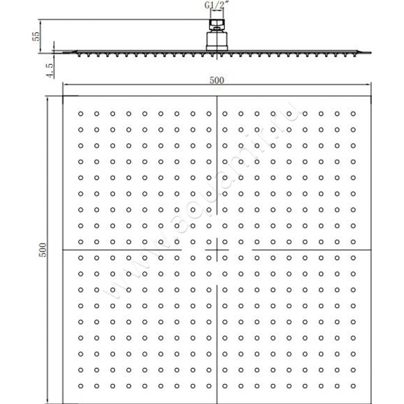 Верхний душ RGW Shower Panels 21148250-01 размеры