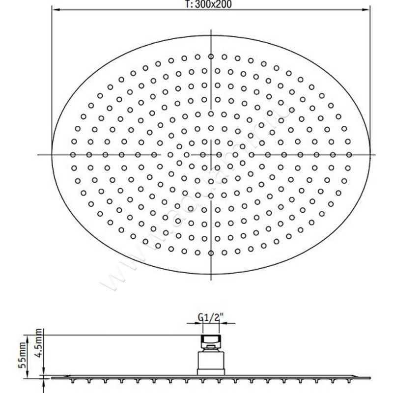 Верхний душ RGW Shower Panels 21148330-01 размеры