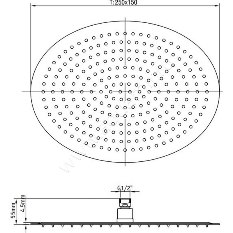 Верхний душ RGW Shower Panels 21148325-01 размеры