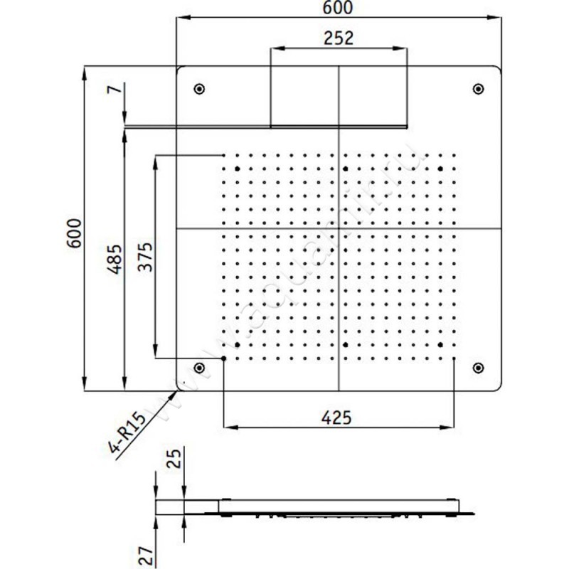 Верхний душ RGW Shower Panels 21140274-01 размеры