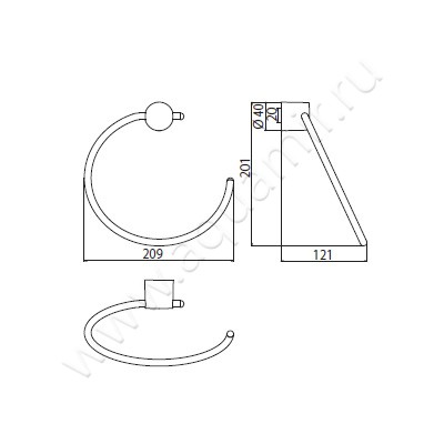 Полотенцедержатель Emco Rondo 2 455500100 размеры
