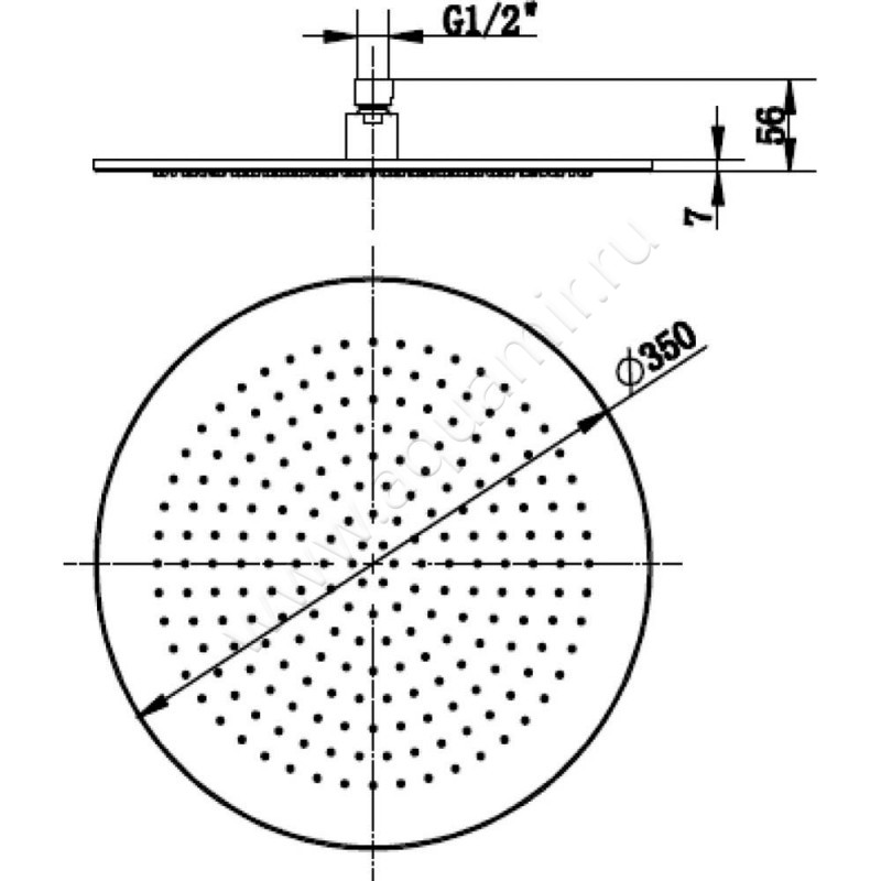 Верхний душ Villeroy & Boch TVC00000300061 размеры