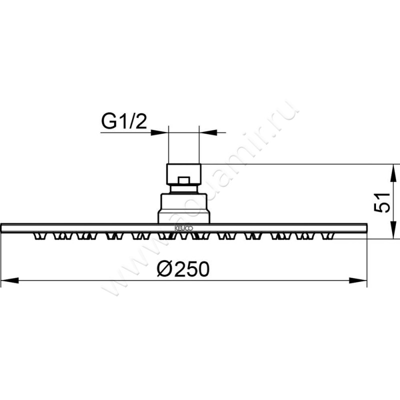 Верхний душ Keuco 59986010201 размеры