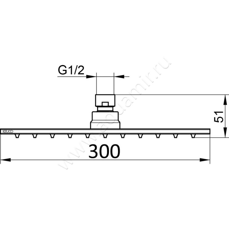 Верхний душ Keuco 59986010302 размеры