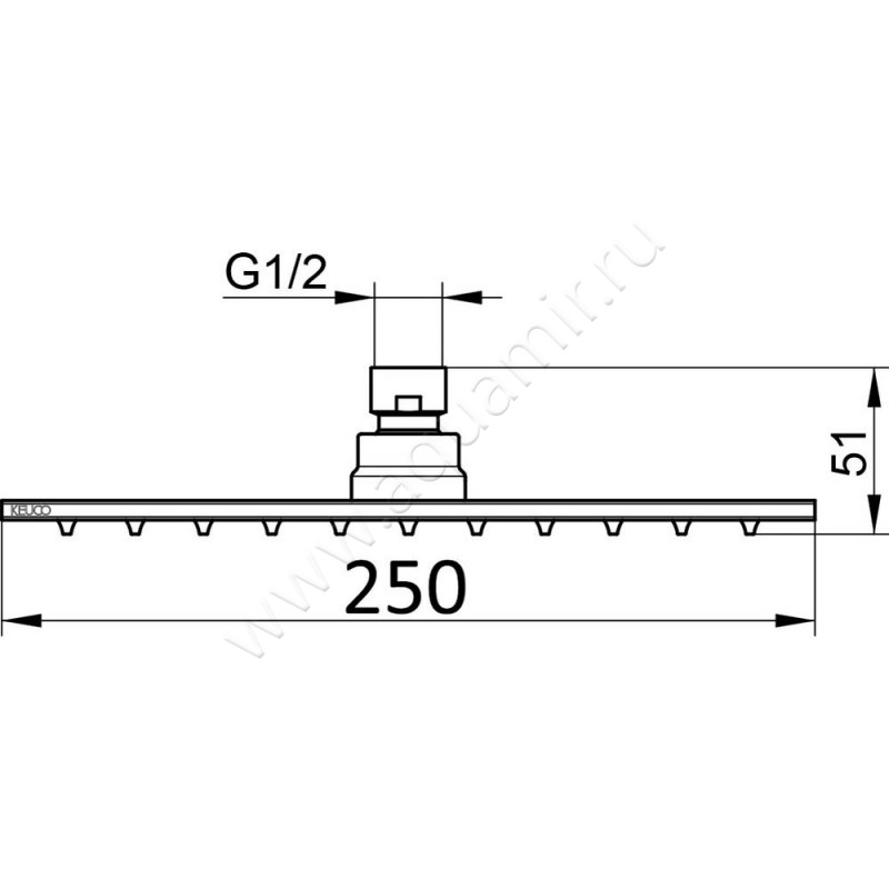 Верхний душ Keuco 59986010202 размеры