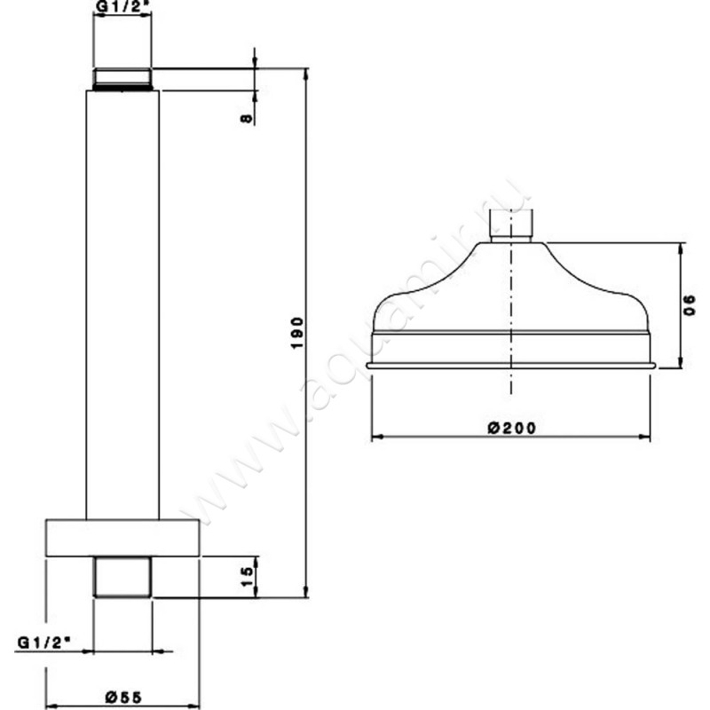 Верхний душ Nicolazzi Doccia 5732CR20 размеры