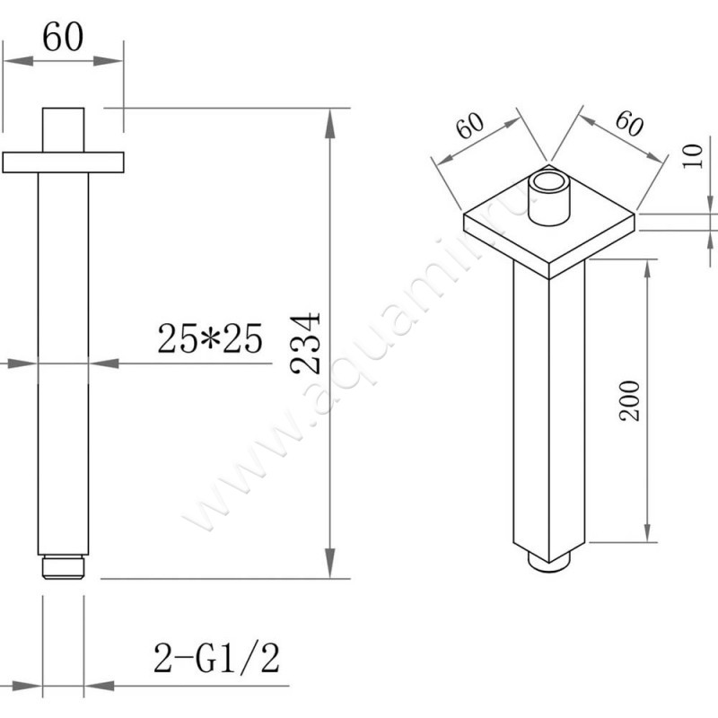 Кронштейн для верхнего душа Berges Wasserhaus Ventas 074012 размеры