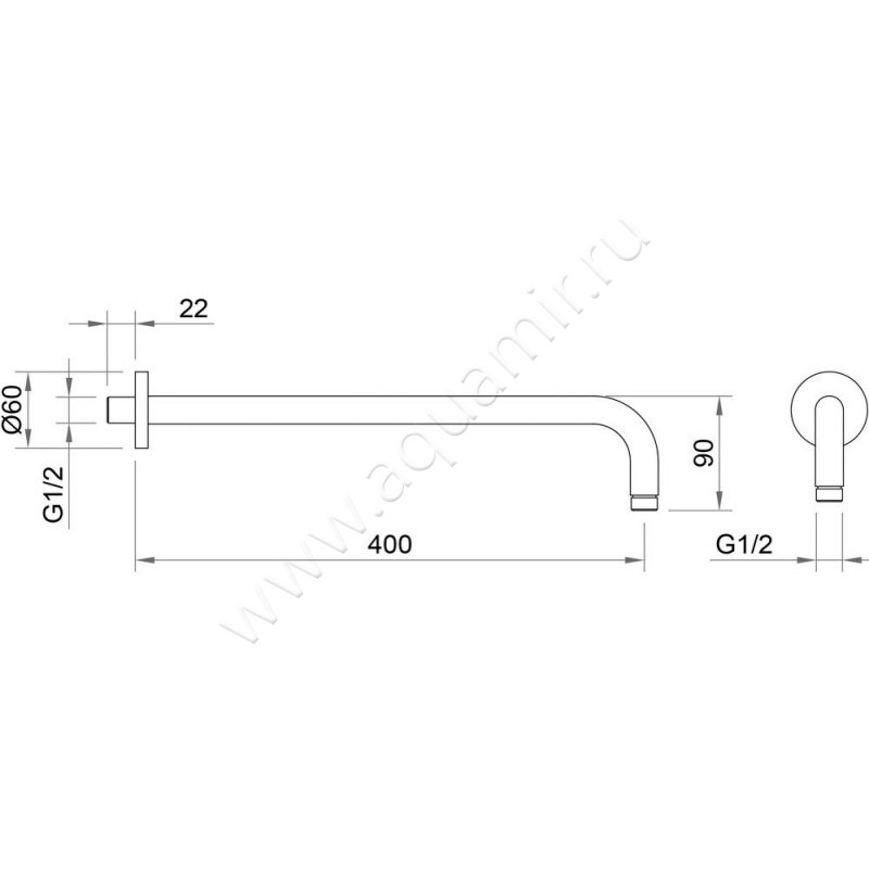 Кронштейн для верхнего душа Berges Wasserhaus Ventas 074010 размеры