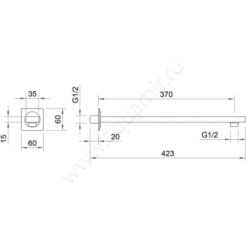 Кронштейн для верхнего душа Berges Wasserhaus Ventas 074008 размеры