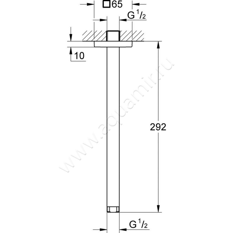 Кронштейн для верхнего душа Grohe Rainshower 27484000 размеры