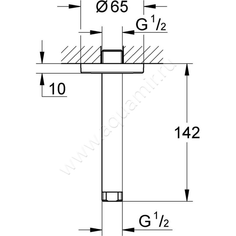 Кронштейн для верхнего душа Grohe Rainshower 28724000 размеры