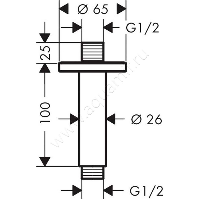 Кронштейн для верхнего душа Hansgrohe Vernis Blend 27804000 размеры