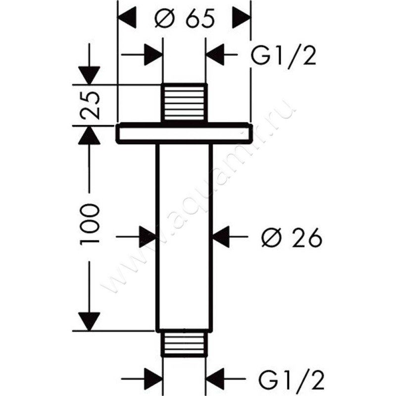 Кронштейн для верхнего душа Hansgrohe Vernis Blend 27804670 размеры