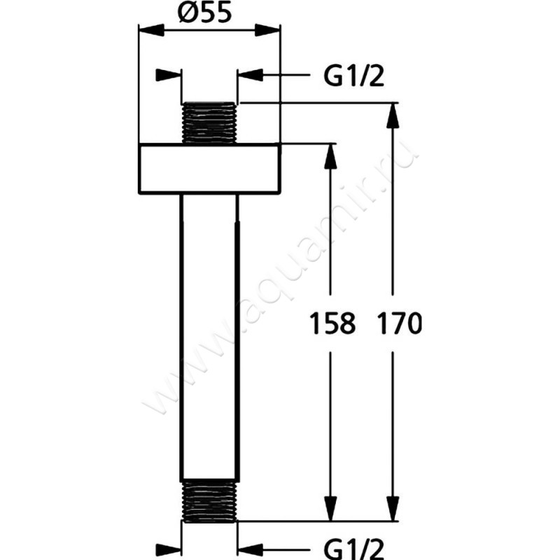 Кронштейн для верхнего душа Ideal Standard IdealRain B9446AA размеры