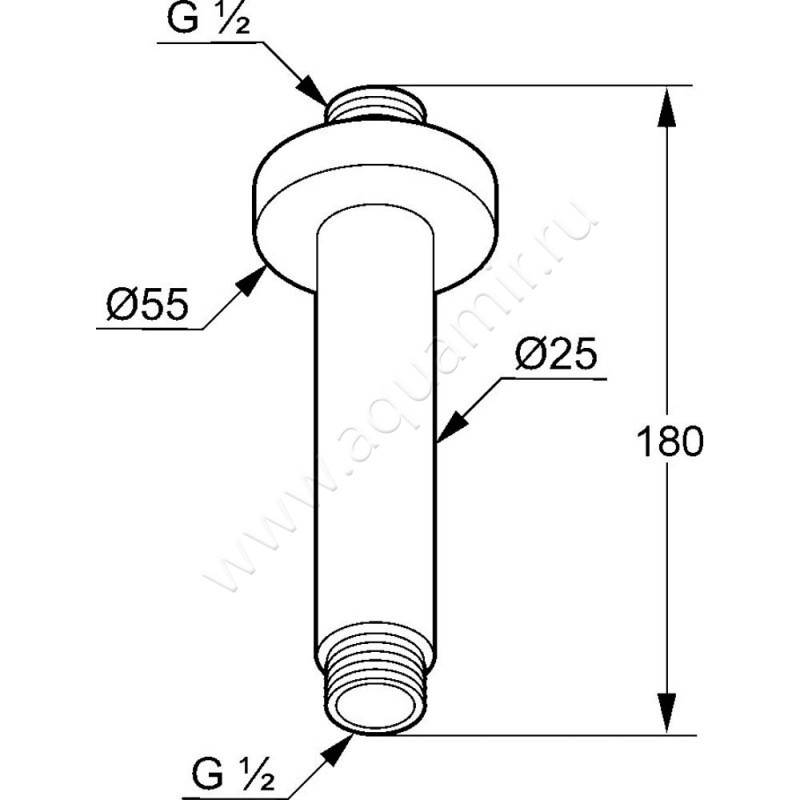 Кронштейн для верхнего душа Kludi A-QA 6651591-00 размеры
