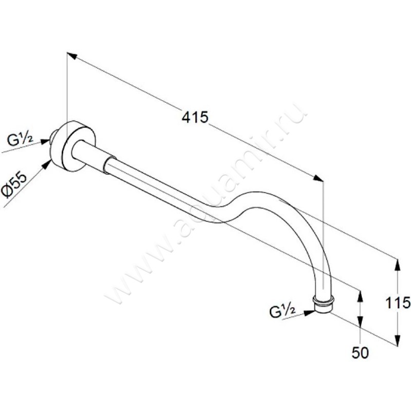 Кронштейн для верхнего душа Kludi Adlon 2751405 размеры