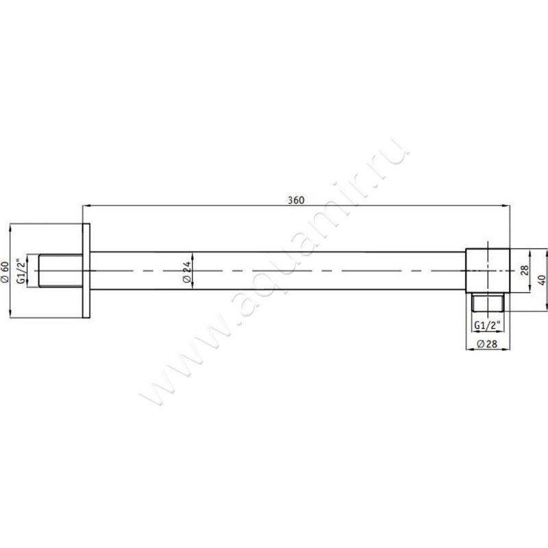 Кронштейн для верхнего душа RGW Shower Panels 21140421-01 размеры