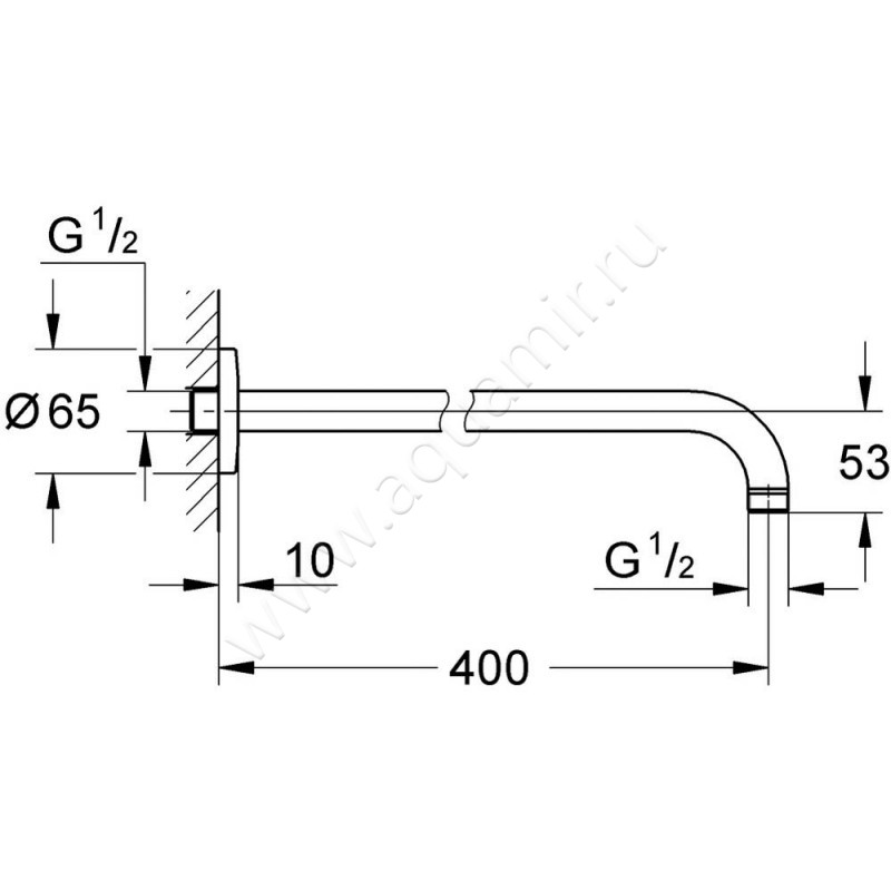 Кронштейн для верхнего душа Grohe Tempesta New 27851000 размеры