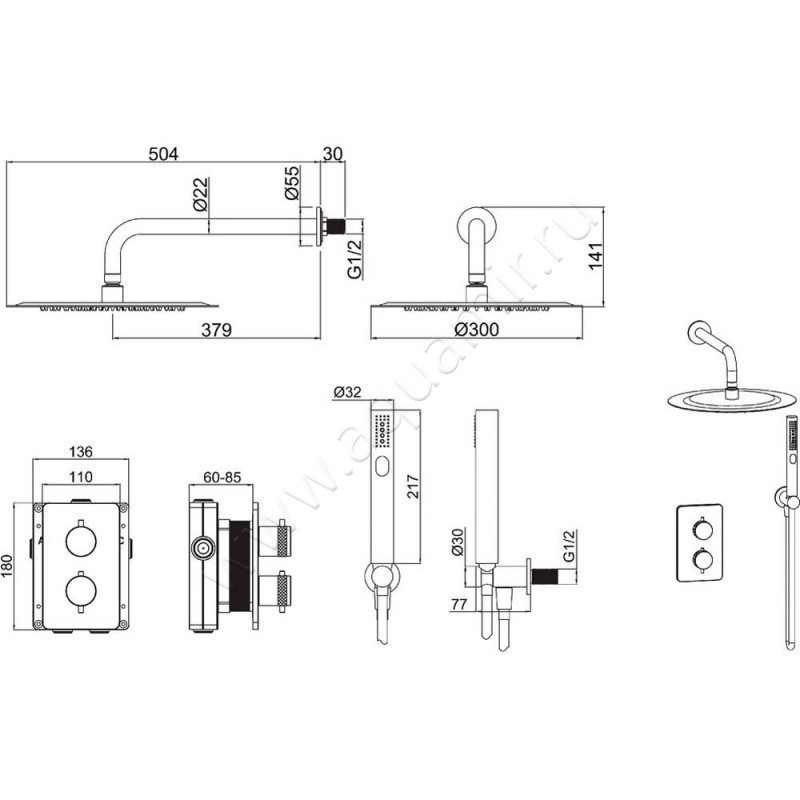 Душевой комплект Allen Brau Priority 5.31013-31 размеры