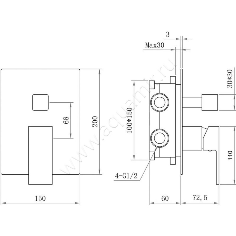 Душевой комплект Berges Wasserhaus Nardis 071002 размеры