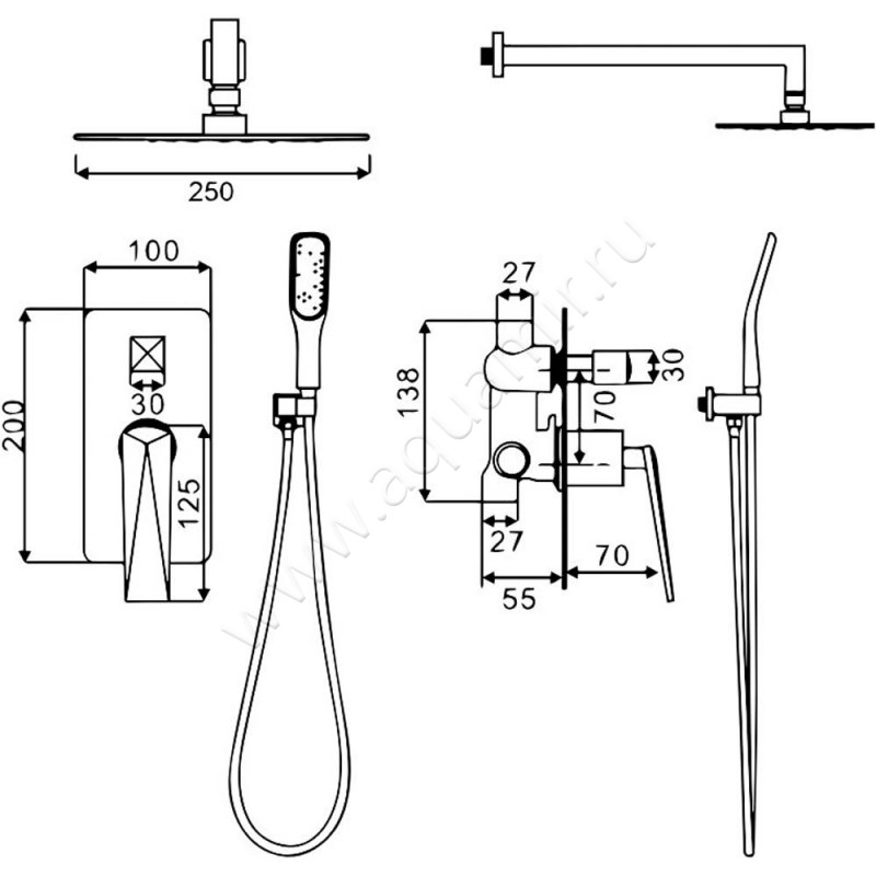 Душевой комплект Boheme Venturo 374 размеры