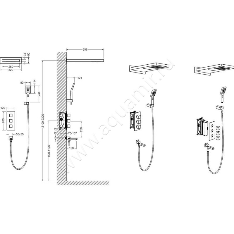 Душевой комплект Timo Petruma SX-5079/03SM размеры