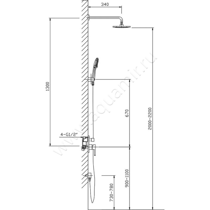 Душевой комплект Timo Selene SX-2069/00SM 1113 размеры