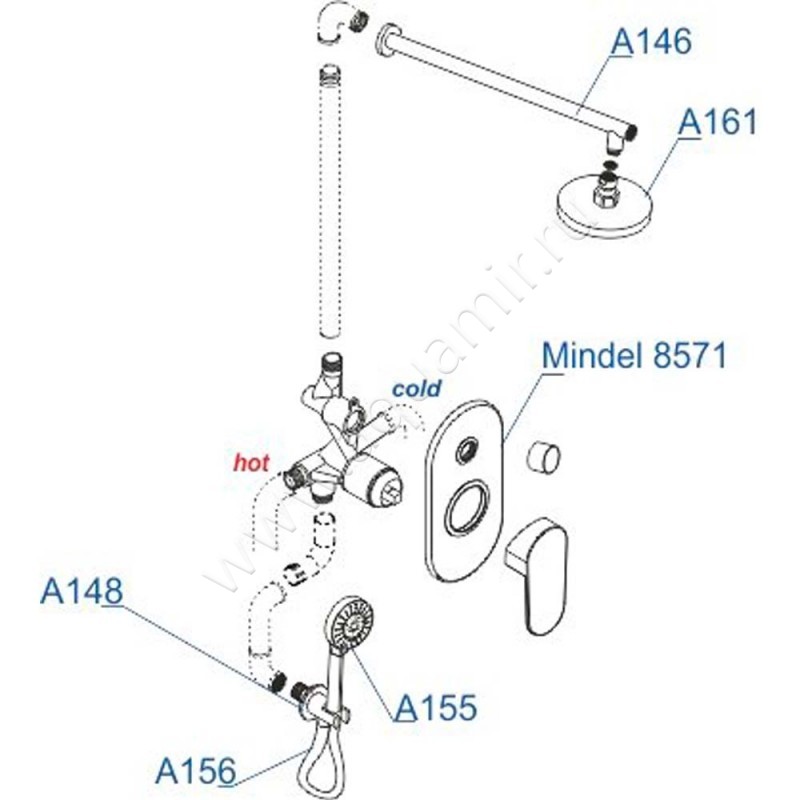 Душевой комплект Wasserkraft A85155 размеры