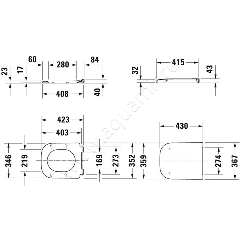 Крышка-сиденье Duravit Happy D.2 0064591300 размеры