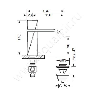 Смеситель для раковины Joerger Turn 623.30.300.000 размеры