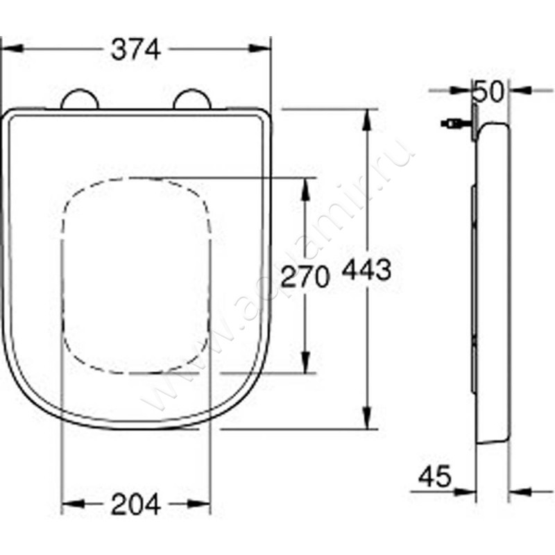 Крышка-сиденье Grohe Euro Ceramic 39330001 размеры