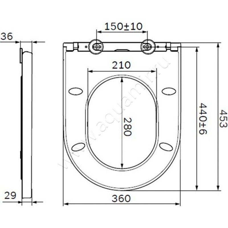 Крышка-сиденье AM.PM Spirit V2.0 C707858WH размеры