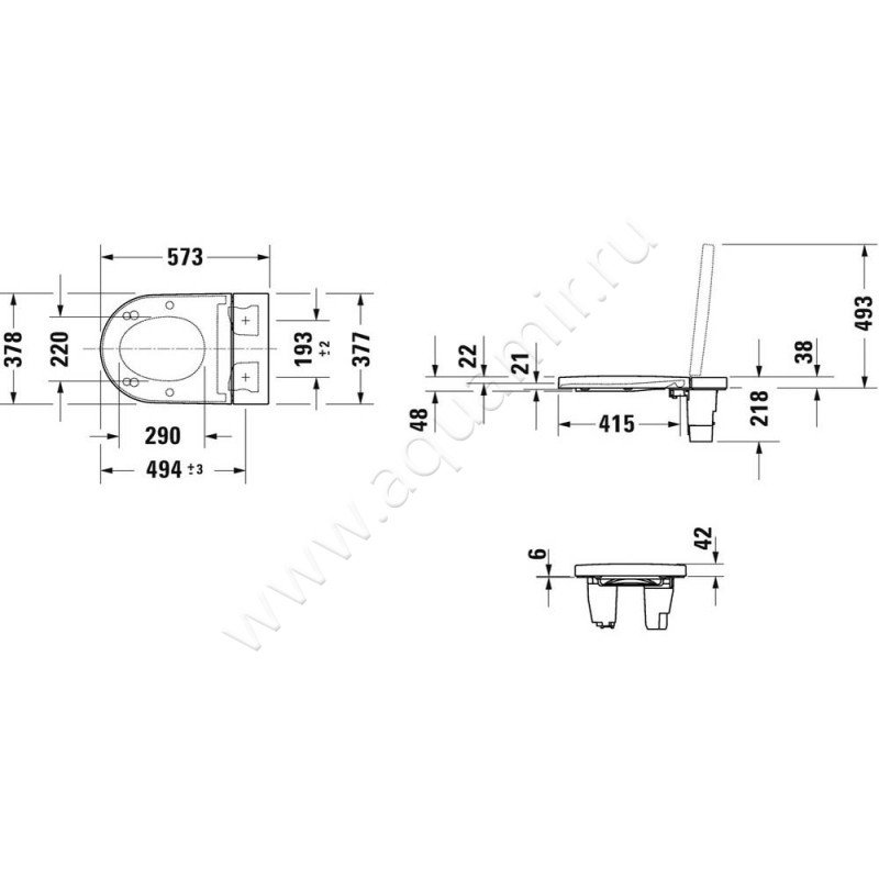 Крышка с функцией биде для унитаза Duravit SensoWash 612001012000310 размеры