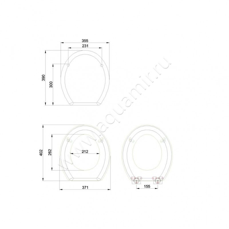 Крышка-сиденье Burlington WC S51 размеры