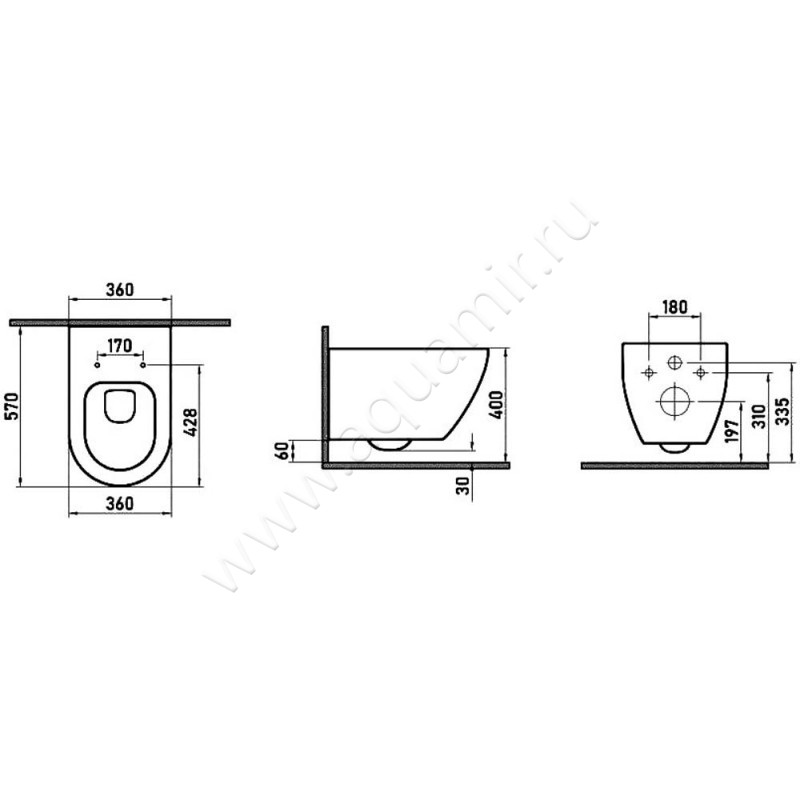 Унитаз подвесной Berges Wasserhaus Mascon 082128 размеры