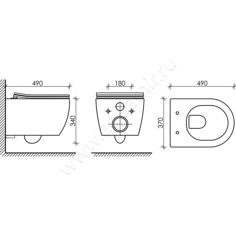 Унитаз подвесной Ceramica Nova PLAY RIMLESS CN3001 размеры