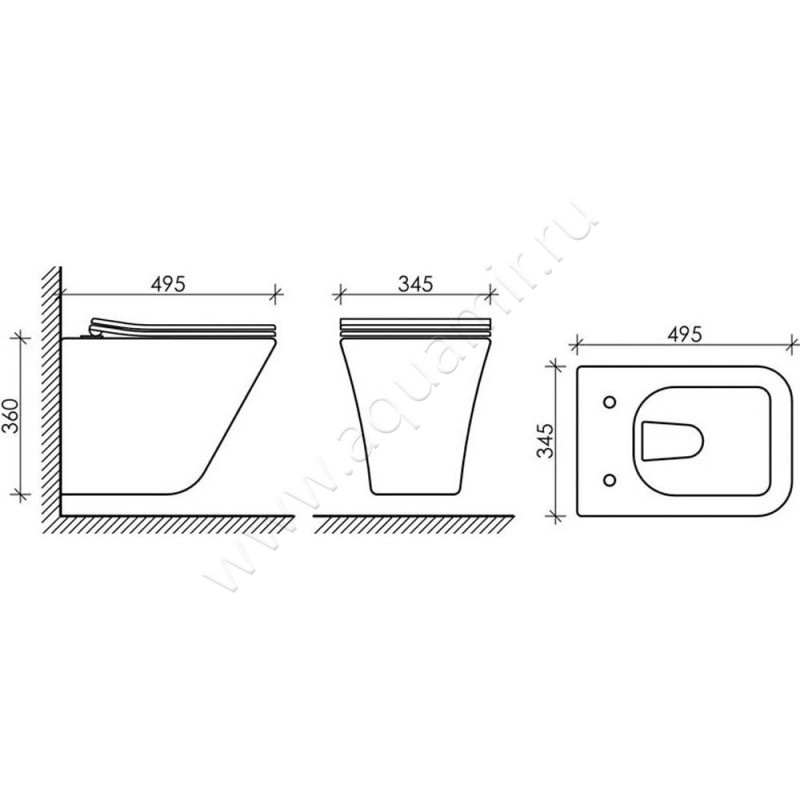 Унитаз подвесной Ceramica Nova MONO RIMLESS CN1902 размеры