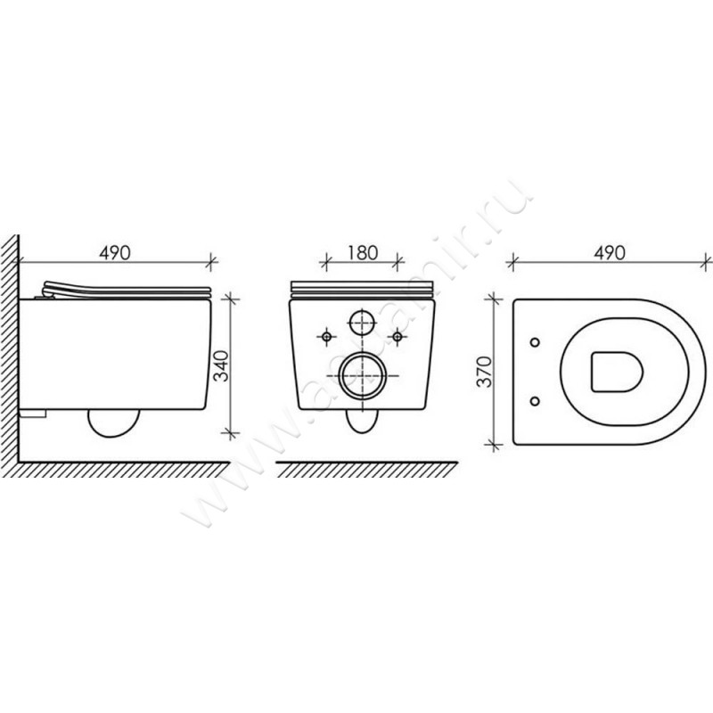 Унитаз подвесной Ceramica Nova MOMENTS RIMLESS CN3003 размеры