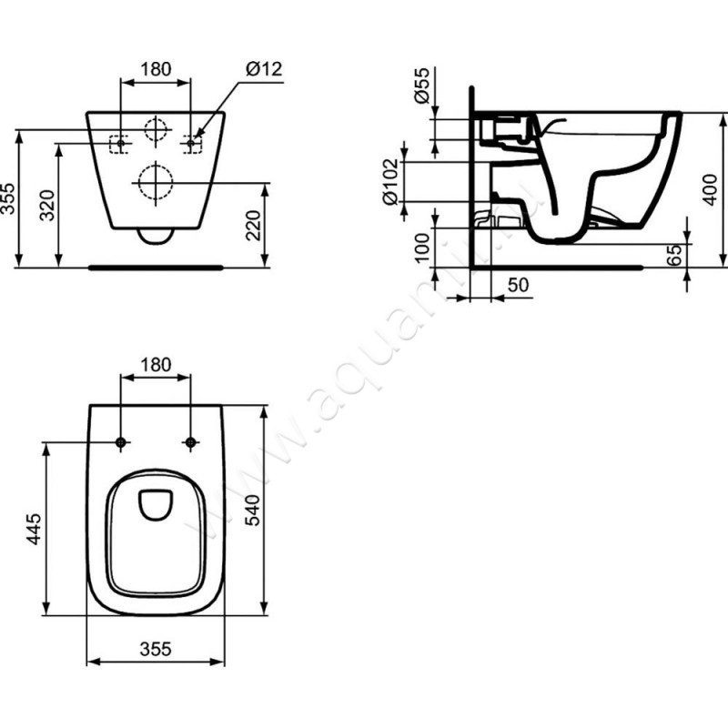 Комплект унитаза с инсталляцией Ideal Standard I Life B I001401 размеры