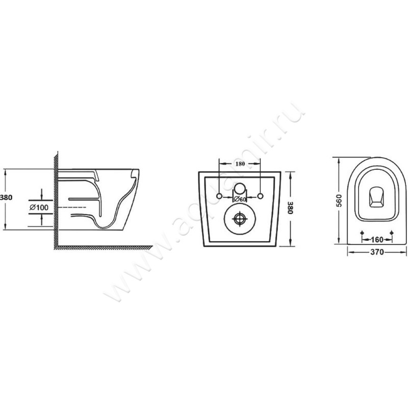 Унитаз подвесной Grossman GR4411blackS размеры