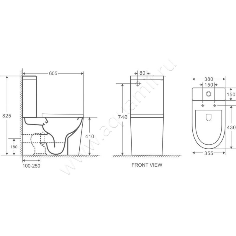 Унитаз напольный Grossman GR4450MS размеры