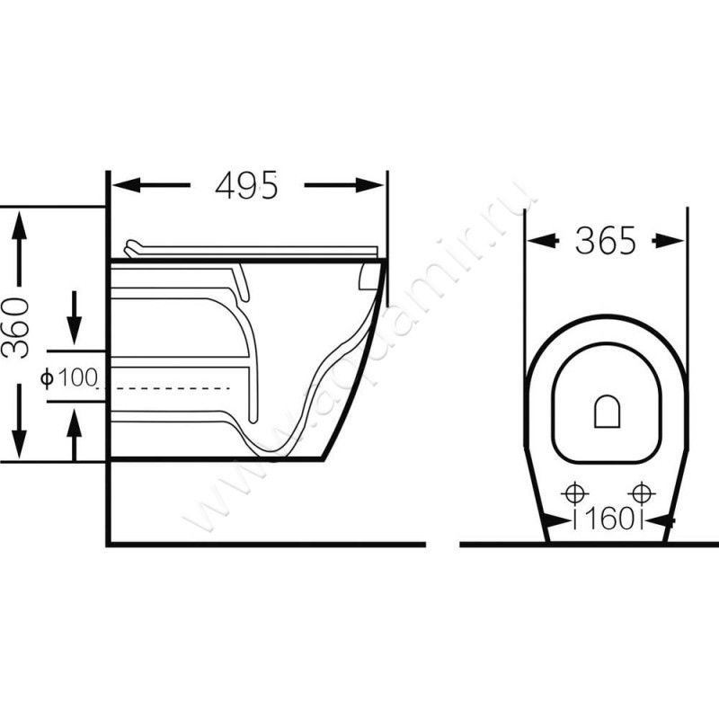 Унитаз подвесной Grossman GR4459S размеры