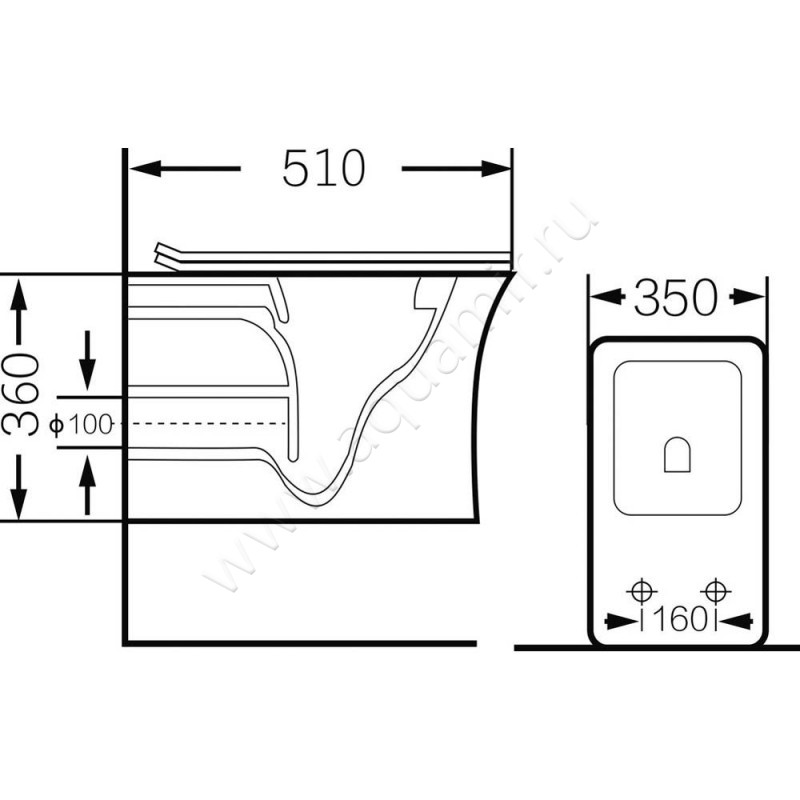 Унитаз подвесной Grossman GR4461S размеры