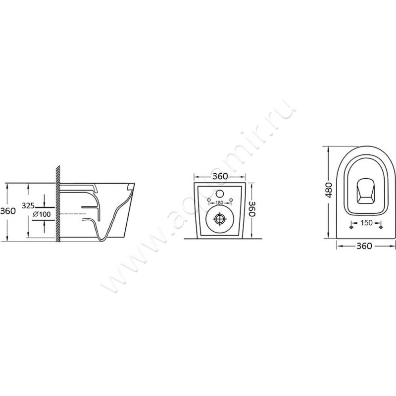 Унитаз подвесной Grossman GR4477BMS размеры
