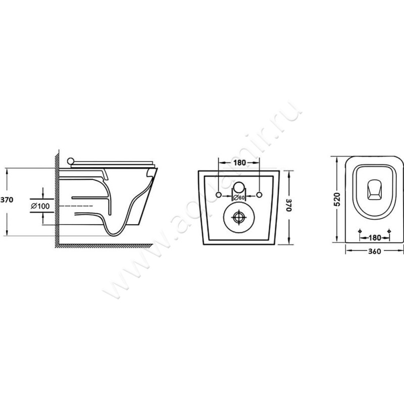 Унитаз подвесной Grossman GR4441BMS размеры