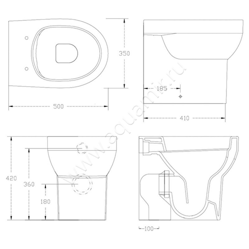 Унитаз приставной ArtCeram SMARTY SMV002 01 00 размеры