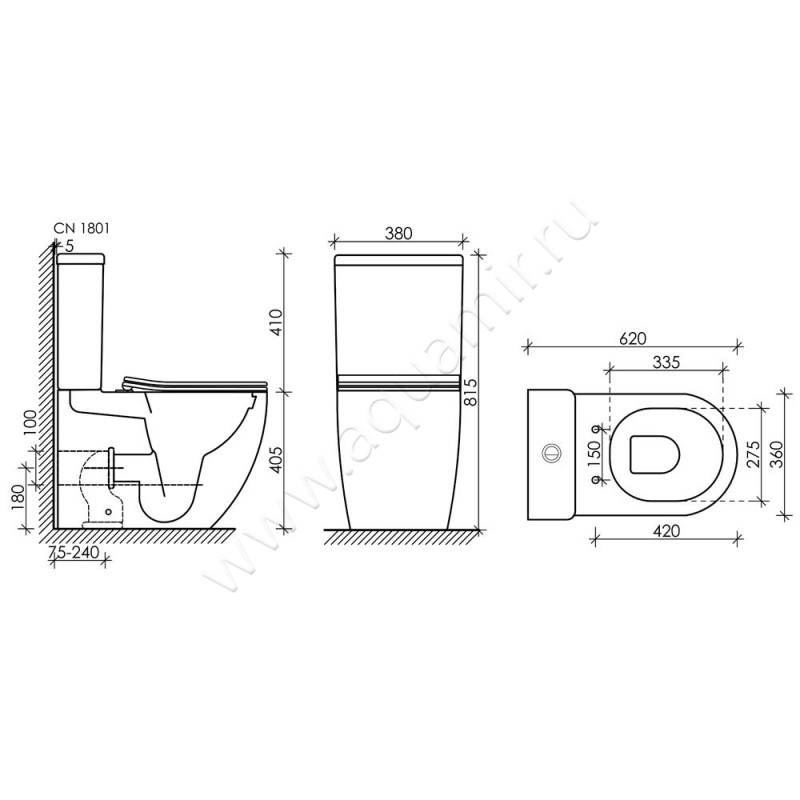 Бачок для унитаза Ceramica Nova MIA CN1801-T размеры