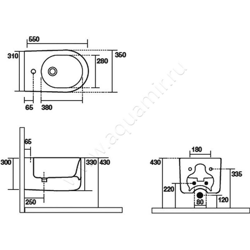Биде подвесное Kerasan Nolita 532501 размеры