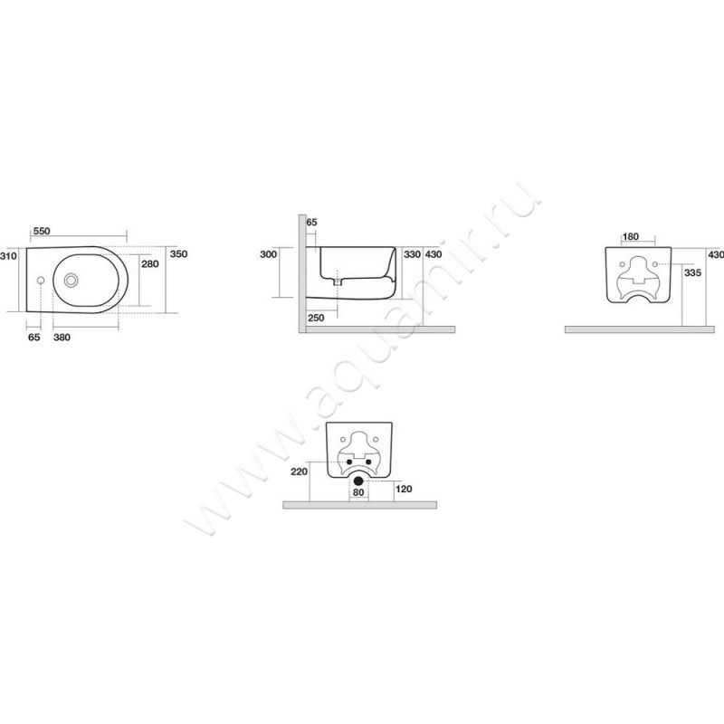 Биде подвесное Kerasan Nolita 532581 размеры
