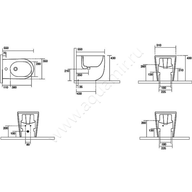 Биде напольное Kerasan Nolita 532089 размеры